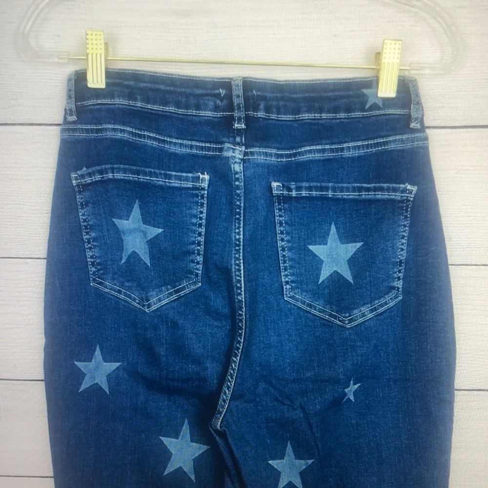 Star Patterned Blue Flared Jeans - image 6